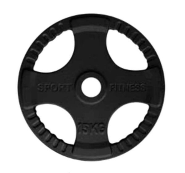 Disco Olímpico 15 Kg 2" Con Agarre Sport Fitness Negro