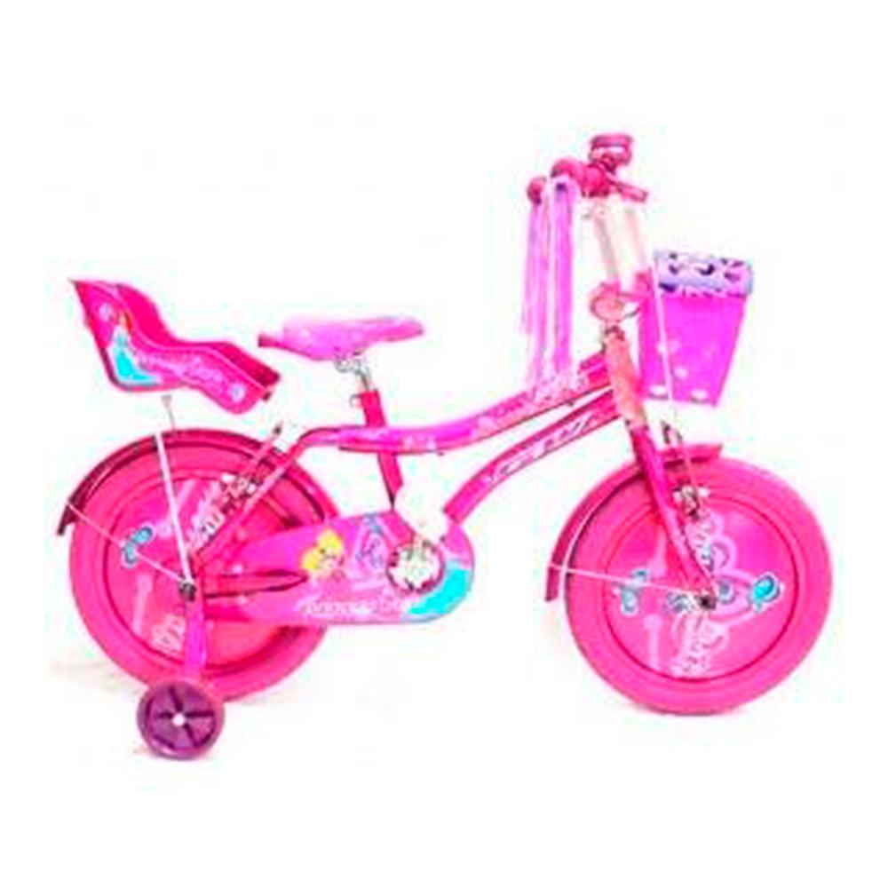 Cesta para bicicleta infantil, diseño de princesa, color rosa