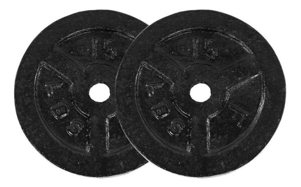 Disco De 15 Libras Acero Fundido De 1" Negro