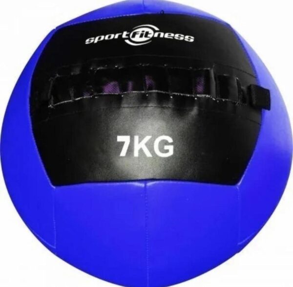 Balon De Peso 7kg Cuero Sintetico Sport Fitness Azul con Negro - Imagen 4